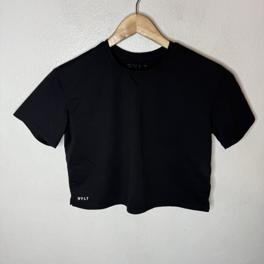 BYLT Basics Black Short Sleeve Crop Tee